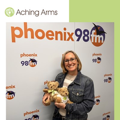 Leanne Turner, CEO attends Phoenix FM to speak about Aching Arms