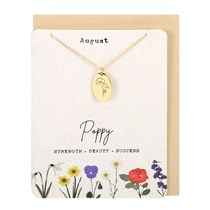 August Poppy Birth Flower Necklace Card Main Image