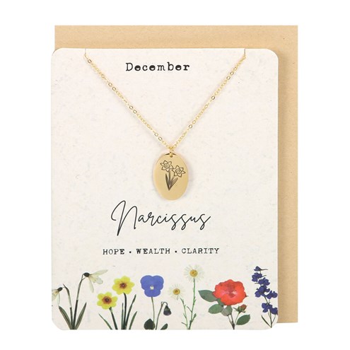 December Narcissus Birth Flower Necklace Card Main Image