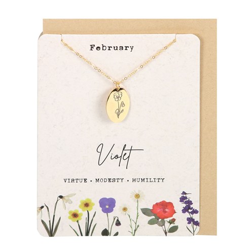 February Violet Birth Necklace Card Main Image