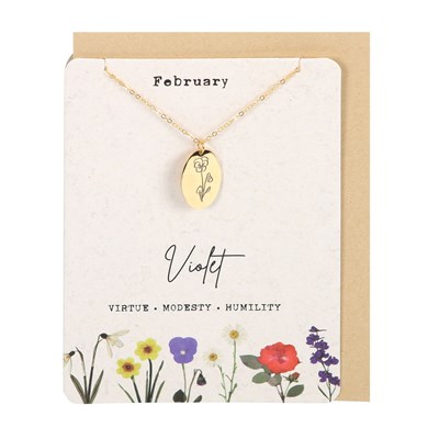 February Violet Birth Necklace Card