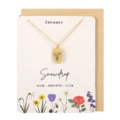 January Snowdrop Birth Necklace Card