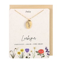 July Larkspur Birth Flower Necklace Card Main Image