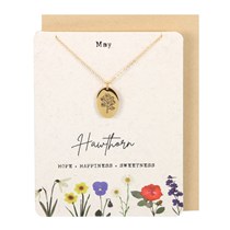 May Hawthorn Birth Flower Necklace Card Main Image