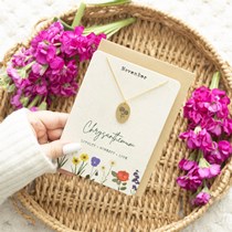 November Chrysanthemum Birth Flower Necklace Card Alternate Image